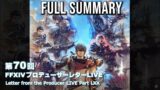 FFXIV: Letter from the Producer LIVE Part LXX (70) Summary